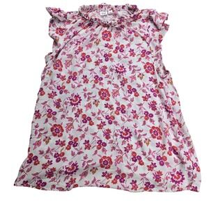 GAP Floral Ruffle Blouse Womens Small White Pink top